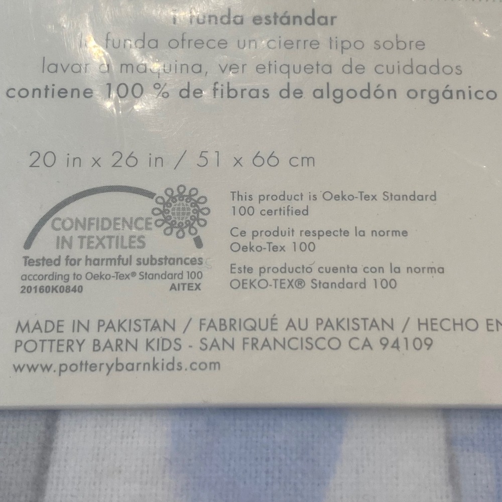 Pottery Barn Kids Pillow Sham Kids Standard Blue NEW Organic Flannel Polar Bear - Picture 5 of 6